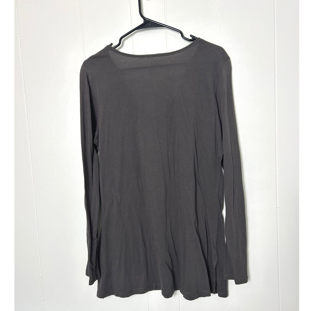 Eileen Fisher Shirt Women L Gray Organic Cotton Long Sleeve lagenlook minimalist - Picture 2 of 9